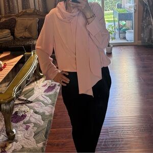 Chic Pink Blouse with Scarf Detail